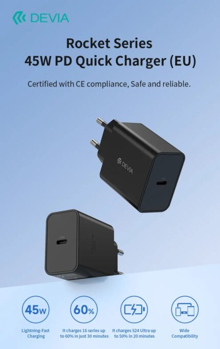 CHARGEUR 45W PD QUICK CHARGER DEVIA